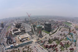 For the heavy lifting, the Terex 3800 was equipped with 315 ft. of main boom, a 39.4-ft. light fixed fly jib and Superlift structure to help boost lift capacities when working at maximum radius.