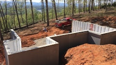 The basic profile of a MonoKast wall includes a 10-inch wide header beam at the top and a 10-inch wide footing beam at the bottom; both of which are 3-1/2 inches thick with solid concrete and reinforced steel. The concrete shell is two inches thick, fiber reinforced, and is 5,000 psi code compliant.