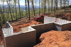 The basic profile of a MonoKast wall includes a 10-inch wide header beam at the top and a 10-inch wide footing beam at the bottom; both of which are 3-1/2 inches thick with solid concrete and reinforced steel. The concrete shell is two inches thick, fiber reinforced, and is 5,000 psi code compliant.