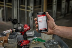Coming in January 2016 will be tools, like the drill/driver shown here, with Bluetooth capability that allows users to use their smart phones or tablets to change factory settings to optimize specific tasks. Buttons on the tool allow up to four task settings, making it easy to move from one to the next.