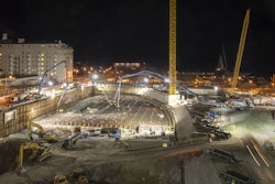 The pour began at 7:00 p.m. on a Friday night and ended just after 12:00 a.m. on a Sunday, with crews working continuously to complete the entire foundation for the project.
