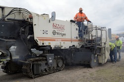 Koss Construction’s W 2200 cold mill with over 15,000 hours was first Wirtgen mill in United States with 12-ft., 6-in. drum.