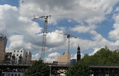 The two Terex tower cranes spent about twelve months in view of the world-famous St. Pauli Landungsbrücken Piers in Hamburg while working under unique conditions.