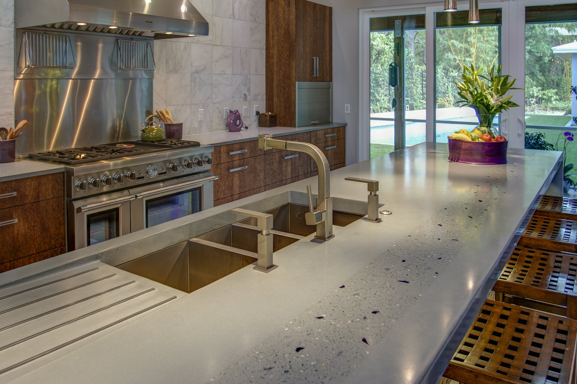 Try Crushed Glass Aggregate for Custom Concrete Countertops