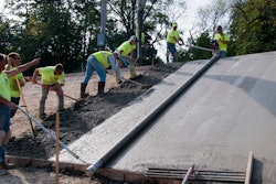 Placing pavement on steep slopes is challenging—estimating is more difficult, concrete mixes must be low slump, more labor is needed, equipment needs are different, and finishing is more complicated.