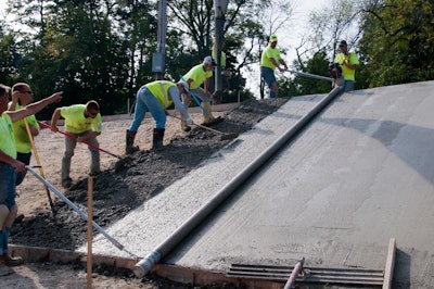Placing pavement on steep slopes is challenging—estimating is more difficult, concrete mixes must be low slump, more labor is needed, equipment needs are different, and finishing is more complicated.