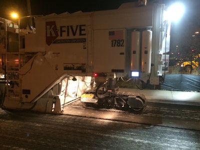 On a recent project at O’Hare International Airport, K-Five Construction Corporation had a hump on a shoulder they were milling using a Roadtec RX-700e cold planer. This allowed them to easily switch from two-inch grading to two percent slope and then back to the two-inch grade without hesitation and in one pass. They finished within ¾-inch accuracy.