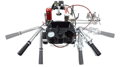 Example of deadlock handlebars and PowrCenter™ on a Titan PowrLiner 55 Series line striper.