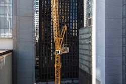 The first Liebherr crane will have a 148-ft. working radius and will climb to 430 ft. The second 710 HC-L crane will be erected during the summer of 2016 and will be mounted on a platform outside the building on the 20th floor and top climb to a height of 1,050 ft. The first crane will be used to erect the second crane, and when the first crane has completed its tasks the second crane will dismantle the first crane.