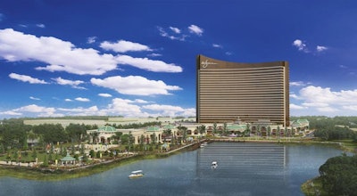 An architectural rendering shows the Wynn casino project in Everett, on 33 acres overlooking the Mystic River.