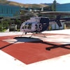 Helicopter landing on the new helipad at University of Utah Hospital.