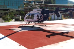 Helicopter landing on the new helipad at University of Utah Hospital.