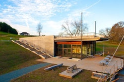 Pictured here is the Lewis and Clark Exploratory Center in Charlottesville, Virginia. The exposed concrete wall was board formed to appear like it had the texture of a boat. .
