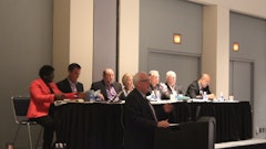 Larry Thomas with CAI speaks to NPE attendees about working successfully with property managers. Also participating on the panel (from L to R): Giselle Chapman (Chapman Business Solutions), Bryan Tarlton (City of Charlotte), David Brunk (Westin Charlotte), Lynne Worth ( York Properties, Inc.), Scott Allen (North Carolina DOT), Randall Thomas (Simon Property Group), Hebrew Dixon (Mid-South Atlantic Small Business Transportation Resource Center).