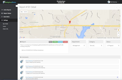 All reports submitted through the mobile app are geo-tagged based on a user's current location. This feature allows managers to respond to incidents faster and more accurately. In addition, the geo-tagging helps if employees forget to include location details when submitting text or photos.