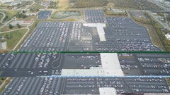 Paradise Asphalt Maintenance crews followed four days of milling with paving, then crews cleaned and cracksealed areas a day in advance to ready them for sealcoating. Striping was generally started the day after sealcoating an area, and as soon as it was halfway done and dried Adesa began moving cars back into the newly sealed and striped area.