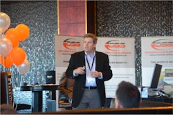 DSSG CEO and President Curt Thompson addresses guests at the company's first annual membership meeting at The Palms Hotel during the World of Concrete trade show.