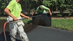 Some contractors prefer to edge using a spray wand and a blocker board. Spraying can offer a clean edge, but contractors must be very mindful not only of overspray, but also of the blocker board and the sealer that accumulates on it. It can become tricky moving the board from one location to another without having sealer drip on to the surfaces you are trying to protect. Spraying is also susceptible to the effects of wind.