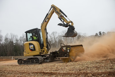 Cat 304 5E2 XTC MHEX with BA118C Angle Broom in working application C10874405 56eb38b1a8d03