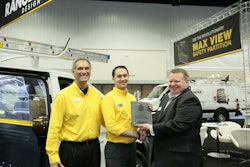Left to right: Steve Milizia, regional sales manager, Ranger Design; Jay Crowie, product manager, Ranger Design; Steve Carey, executive director, NTEA
