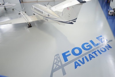 The design potential of Flowcoat HTS meant that Fogle Aviation could incorporate its logo as well as pedestrian walkways into its new floor in bright, customized shades handpicked from Fogle’s own brand palette.