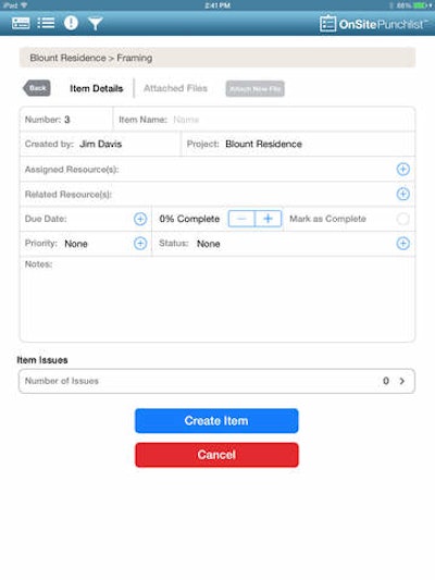 Attach photos and videos to punchlist items.