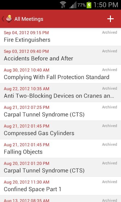The Safety Meeting App provides instantaneous documentation of safety meetings and then stores the records in the cloud.