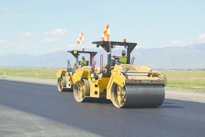 Given that the best time to achieve the greatest density is when the mat is hottest, it makes sense to get as much compaction at the higher temperatures as possible. Scherocman says the best way to do that is to operate two rollers in echelon – side by side – down the mat. This enables the full width of the mat to be compacted while that mat is hottest.