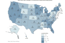 Forty-three states and District of Columbia experienced positive year-over-year changes in construction employment in February.