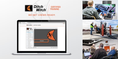 The Ditch Witch® Certified Training Program provides a comprehensive platform for both new and experienced underground construction operators with training to fit their schedule and equipment experience. The program now allows HDD operators the opportunity to train online at home, in a dealership, or on a mobile device, at no cost.
