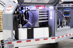 Thunder Creek Equipment’s closed diesel exhaust fluid (DEF) delivery system connects the DEF tank with the bulk DEF container through a closed coupler. On the jobsite, the coupler is replaced with a DEF nozzle for dispensing into the machine, ensuring minimal exposure to outside elements that can throw DEF out of compliance.