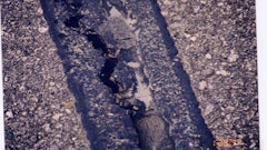 This image shows how the sealant in the reservoir is still performing and the sealant placed over the crack where the router missed the crack has prematurely failed.