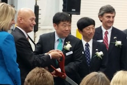 Participants in the grand opening presentation and official ribbon cutting ceremony included (from left to right): Jennifer Noel Fletcher, South Carolina Deputy Secretary of Commerce; Kazuhide Naraki, president & CEO, Kobelco Construction Machinery Company; Pete Morita, president & CEO, Kobelco Construction Machinery USA, Inc.; The Honorable Takashi Shinozuka, Consulate General of Japan; and David Britt, chairman of the Spartanburg County Council/Economic Development Committee.