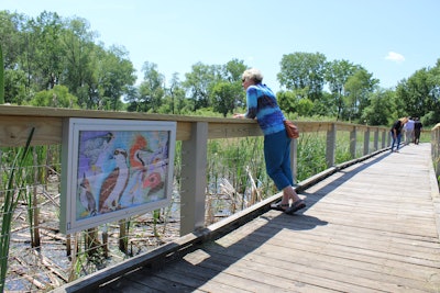 The highlight of the Brietzke Educational Wetland refurbishment is the storybook walk, which is essentially a story that is told along a pathway on a trail or in a park. The storybook walk became a reality thanks to an art sponsorship by AC Business Media.
