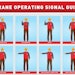 CraneServicesInc.com has created this infographic featuring animated figures demonstrating each of the main signals associated with equipment operations and movement on a construction worksite.