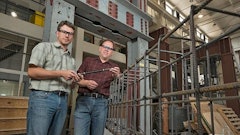 University of Delaware engineers Thomas Schumacher (left) and Erik Thostenson are leading research on a new technique to monitor the health of structures including roads and bridges.