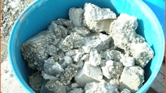 A barrel of broken down concrete that the NJIT then crushed again to make research specimens