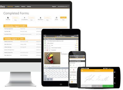 SiteDocs is a complete cloud-based Paperless safety management system that allows you to manage your entire safety program from mobile apps and the web.
