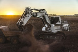 Liebherr mining excavator R 9200 equipped with a backhoe bucket
