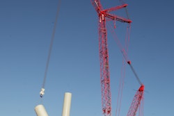 On this project, Mortenson is using a new wind turbine construction method that would not have been possible with previous generations of crawler cranes: It’s building the 194-ton wind turbine assemblies on the ground first, and then lifting the entire unit 300 ft. into the air before attaching it to the top of the tower. This allows assembly of the unit much faster than in the air, reducing the number of picks and the impact of wind on the project.