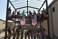 Following ACS’ first training class in June, 13 ironworkers (sitting on the steel training tower) are now working on jobsites building a high school and community college in Katy and Missouri City, TX, respectively. Also shown are Operational Excellence Coordinators and ACS staff and instructors.