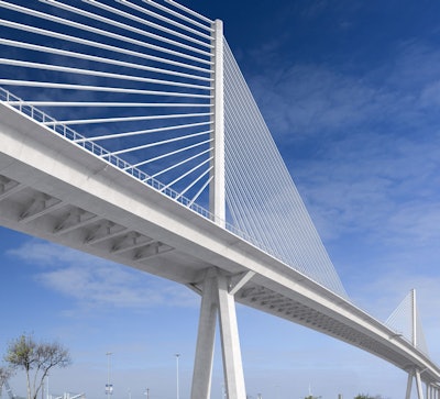 The planned bridge (rendering) will have a main span of 1,655 ft. and provide a clearance of 205 ft. over the Corpus Christi Ship Channel, allowing passage of the much larger ships passing through the newly-expanded Panama Canal .