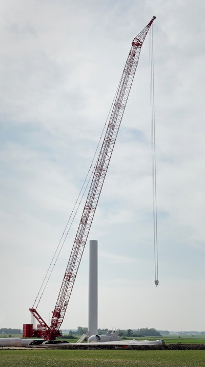 The MLC650 erected wind turbine blades that weighed 12.5 tons each at heights up to 295 ft.