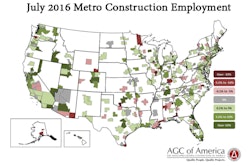 The largest job losses from July 2015 to July 2016 were in Louisville/Jefferson County, Ky.-Ind. followed by New Orleans-Metairie, La., Birmingham- Hoover, Ala. and Anchorage, Alaska