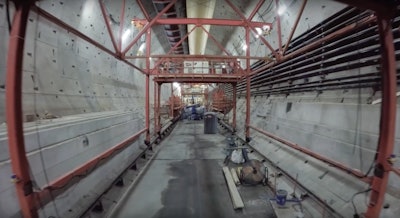 Drone's-eye-view inside the Alaksan Way Viaduct tunneling project, which is being dug by gigantic boring machine known as Bertha.