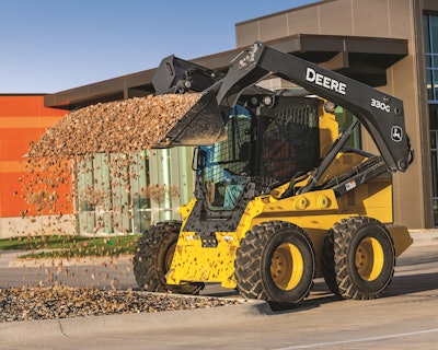 Skid steers are great on harder surfaces like concrete and asphalt, especially with hard tires.