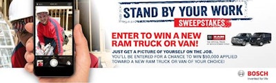 Bosch Power Tools is giving away a $50,000 credit toward a new RAM truck or van.