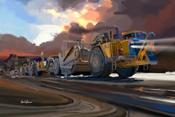 'Caterpillar in the Field' is just one of Brad Burns fine art construction paintings. (http://www.constructionfineart.com/collections/heavy-equipment/products/caterpillars-in-the-field)