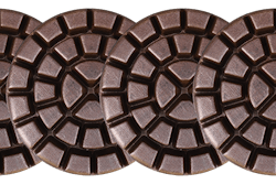 Robles Concrete started with Superabrasive’s HD Copper discs, which cut the concrete really fast without leaving deep scratches. The copper discs have to be used wet, and an auto scrubber was cleaning diligently after each pass.