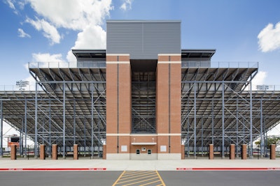The Mercedes High School athletic stadium in Texas required an unusually tall 71-foot wall.
